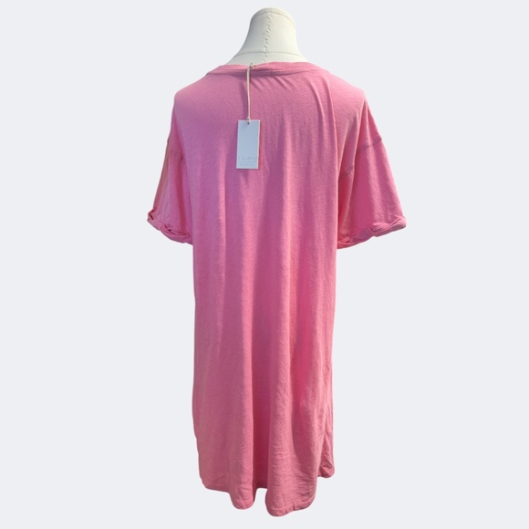 Z SUPPLY Sleep Shirt Tee S Pink V Neck Rolled Short Sleeves Lightweight Lounge - Picture 3 of 12